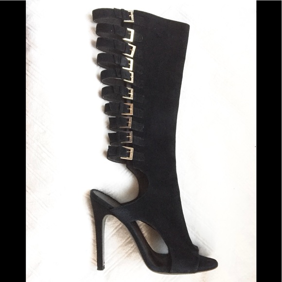 peep toe gladiator boots